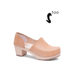 50% OFF Sandgrens TOO / Swedish Wooden Clogs for Women / Sandgrens Clogs / Brett Closed Back / Women High Heel Shoes / Leather Clogs / Ecru
