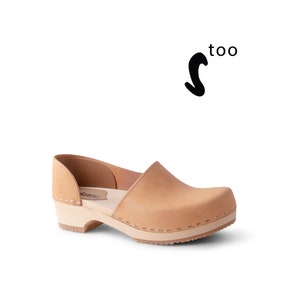 50% OFF Sandgrens TOO / Swedish Wooden Clogs for Women / Sandgrens Clogs / Brett Low Closed Back / Women Low Heel Shoes / Leather Clog Ecru