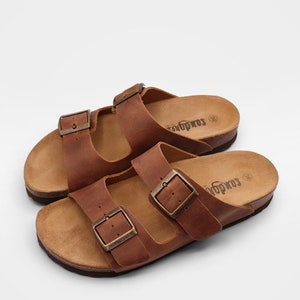 Cork Sandals in Brown leather