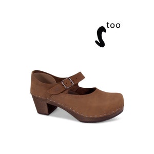 50% OFF Sandgrens TOO / Swedish Wooden Clogs for Women / Sandgrens Clogs / Mary Jane Closed Back / Women High Heel Shoe / Leather Clog EU 41