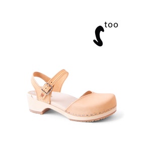 50% OFF Sandgrens Too / Swedish Wooden Clogs for Women / Sandgrens Clogs / Saragasso Sandal / Women Low Heel Shoes / Leather Clog / Ecru