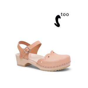 50% OFF Sandgrens Too / Swedish Wooden Clogs for Women / Sandgrens Clogs / Milan Sandal / Women Low Heel Shoes / Leather Clogs / Ecru