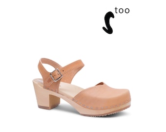 50% OFF Sandgrens Too / Swedish Wooden Clogs for Women / Sandgrens Clogs / Victoria Sandal / Women High Heel Shoes / Leather Clogs / Nude
