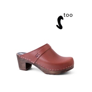 50% OFF Sandgrens Too / Swedish Wooden Clogs for Women / Sandgrens Clogs / Dublin Mules / Women High Heel Shoes / Leather Clogs Cognac EU 38