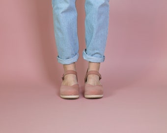 Blush Pink Clog Sandals for Women / Low Heel Classic Sandals / Sandgrens / Nubuck Leather / Swedish / Saragasso