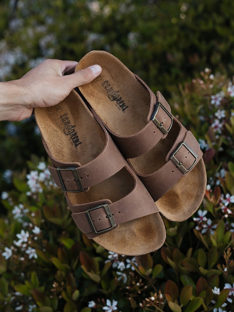 Cork Sandals in Brown leather