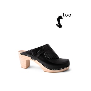 50% OFF Sandgrens Too / Swedish Wooden Clogs for Women / Sandgrens Clogs / Venice / Women High Rise Mules / Leather Clogs / Black / EU 37