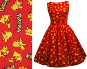 Dress Pokémon Pikachu Fabric - MEASUREMENTS REQUIRED Handmade To Measure - See full description and 2nd picture - Choice Of Styles