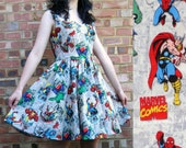 Marvel Fabric Dress - Handmade To Order Any Size MEASUREMENTS REQUIRED See full details and 2nd picture - choice of style and finish