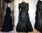 Victorian Funeral Dress Costume - Madame Vastra - Woman In Black - Gothic Mourning Gown Cosplay Vampire Steampunk