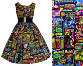 Dress Retro Horror Adverts - Handmade To Order MEASUREMENTS REQUIRED See full details and 2nd picture