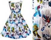 Dress Transformers Fabric- Handmade To Order MEASUREMENTS REQUIRED See 2nd picture - Bumblebee Optimus Prime Megatron Starscream