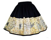 Skirt - Marauders Map, Harry Potter Hogwarts elastic waist skirt hand made to order fandom skirt