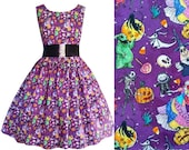 Nightmare Before Christmas Fabric Dress NBC - Handmade To Order Any Size - Disney Bound Jack Sally Lock Shock & Barrel Oogie Boogie dress