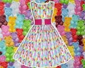 Gummy Bears Dress With POCKETS! - Hand made To Order Any Size- Candy Dress Sweet Dress Retro Cute Kawaii Gummy Bear