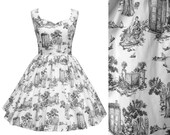 Dress Weeping Angel Tardis Doctor Who GREY Toile de Jouy Fabric - Handmade To Order See full details and 2nd picture