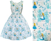 Dress - Alice In Wonderland - Hand made To Order Any Size- Disney Bound Cartoon Retro Cute