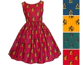Dress Harry Potter Fabric - Hogwarts House Crest - Hand made To Order .Slytherin Hufflepuff Ravenclaw Gryffindor