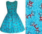 Dr Seuss Fabric Dress - Thing One and Thing Two Cat In The Hat - LAST ONE - Handmade To Order See full details and 2nd picture Book Dress