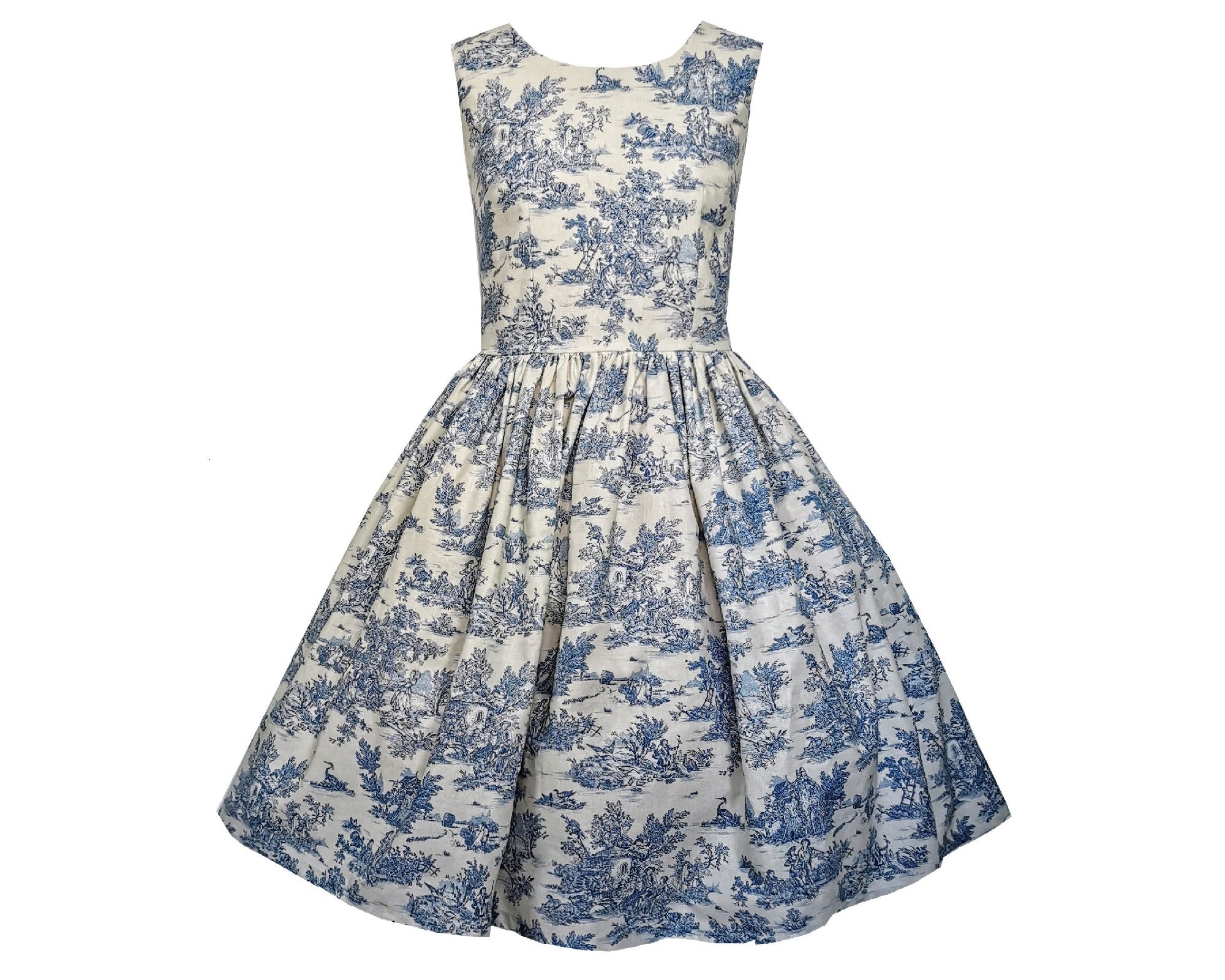 blue toile de jouy dress Toile de jouy dolly dress main image 1