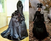 Victorian Funeral Dress Costume  - Penny Dreadful, Madame Vastra, Woman In Black, Gothic Mourning Gown Cosplay Vampire Steampunk