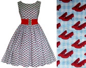Ruby Slippers Fabric Dress - Wizard Of Oz Darothy Gingham Check OOAK - hand made to order any size measurements required.