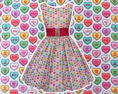 Love Hearts Sweets Dress with Pockets - Retro Candy Frock - MEASUREMENTS REQUIRED Custom Handmade To Measure - Love Heart Cute Dress