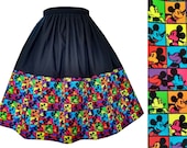 Skirt Mickey Mouse Border Fabric - Handmade To Order - Bright Colours