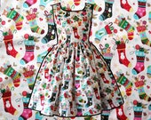 Christmas Stockings Dress Holiday Frock - MEASUREMENTS REQUIRED - Any Size Made To Measure