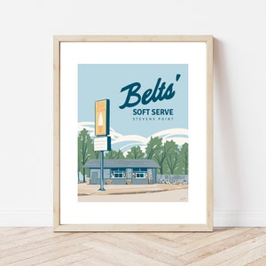 Belts 'Soft Serve Home of the Large Cone Ice Cream Shop Stevens Point Kunstdruck