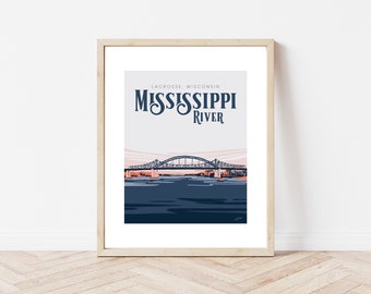 Mississippi River Bridge Downtown LaCrosse Wisconsin Art Print
