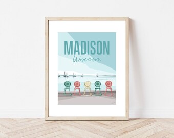 Madison WI Sunburst Chairs Up North Wisconsin Capitol Nature Art Print