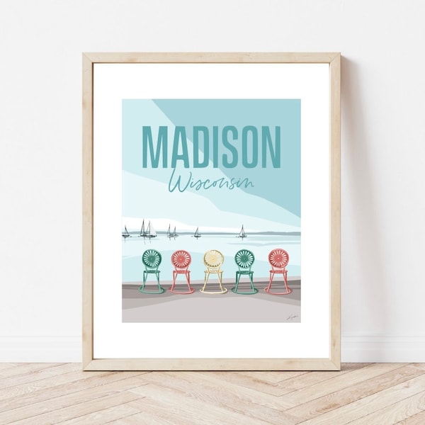 Madison WI Sunburst Chairs Up North Wisconsin Capitol Nature Art Print