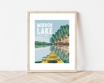 Mirror Lake State Park Wisconsin Dells Art Print Modern National Park Poster