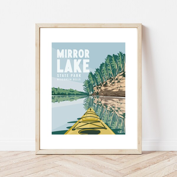 Mirror Lake State Park Wisconsin Dells Art Print Modern National Park Poster