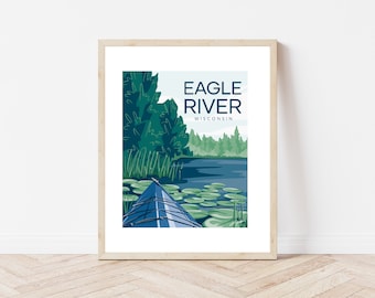 Eagle River Up North Wisconsin Lakes State Park National Park Custom Art Print