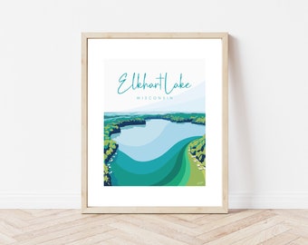 Elkhart Lake Wisconsin Modern State Park National Park Custom Art Print