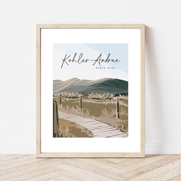 Sheboygan Wisconsin Kohler-Andrae Vintage Cordwalk State Park Sunset Nature Art Print