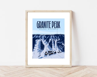 Granite Peak Ski Area Wausau Central Wisconsin Art Print Snowboarding Skiing Gift Wal Art