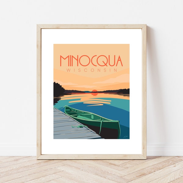 Minocqua Wisconsin Up North Wisconsin Camping Kayak Canoe Nature Art Print