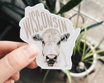 Wisconsin Cow Vinyl Waterproof Dishwasher Safe Decal Sticker
