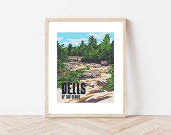 The Dells of Eau Claire Wausau Wisconsin Central Wisconsin State Park National Park Poster Art Print