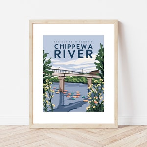 Chippewa River Tubing Universität von Wisconsin Eau Claire City of Bridges Wisconsin Kunstdruck Modernes Wisconsin National Park Poster