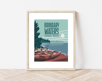 Boundary Waters Canoe and Wilderness Area BWCA North Shore Minnesota Canoe Camping Nature Art Print