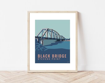 Black Bridge Stevens Point Art Print