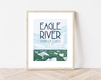 Eagle River Chain of Lakes Up North Wisconsin State Park National Park Custom Art Print
