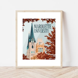 Impresión artística personalizada del Parque Nacional del Parque Estatal Moderno de la Universidad Marquette de Milwaukee, Wisconsin