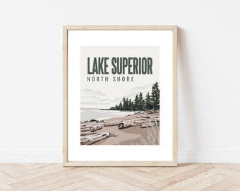 Lake Superior North Shore Minnesota Wisconsin Driftwood Art Print