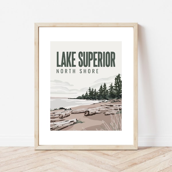 Lake Superior North Shore Minnesota Wisconsin Driftwood Art Print