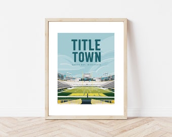 Title Town Green Bay Wisconsin Green Pay Packers Art Print Modern Wisconsin National Park Poster